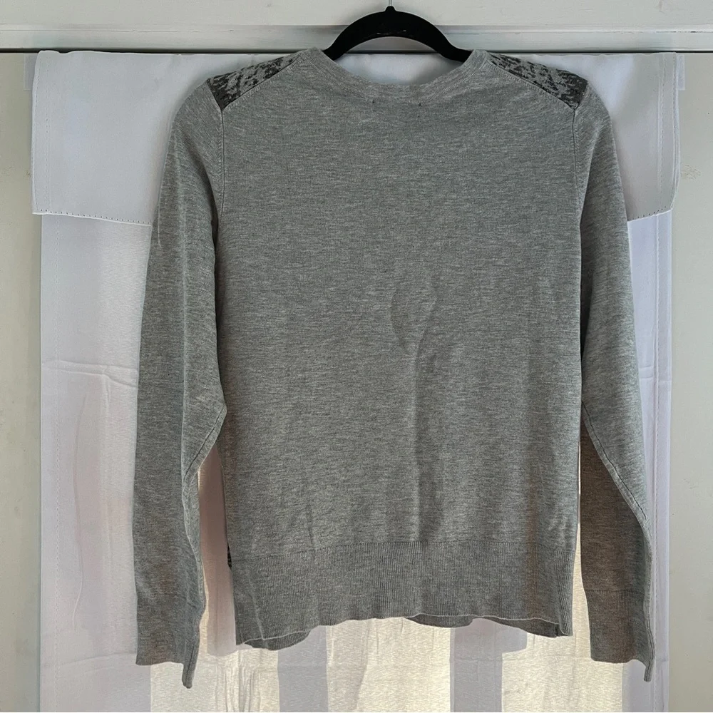 CHARTER CLUB Grey sweater Shiny Embellishments cardigan long sleeves Large EUC - Picture 3 of 10